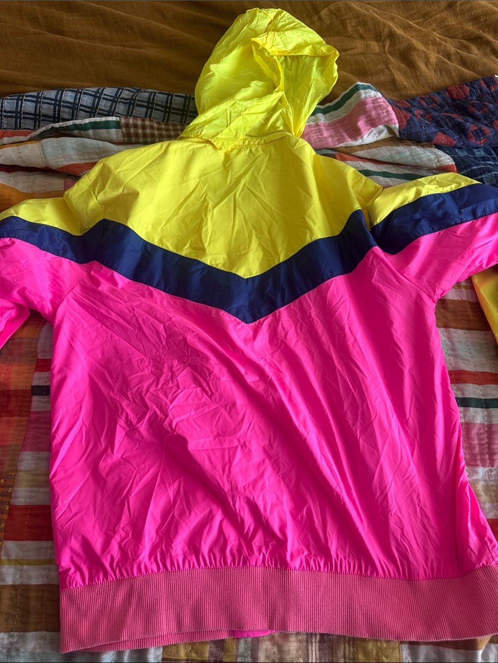 Women’s aviator nation Neon Colorblock Windbreaker Jacket - Yellow & Pink - Picture 4 of 4